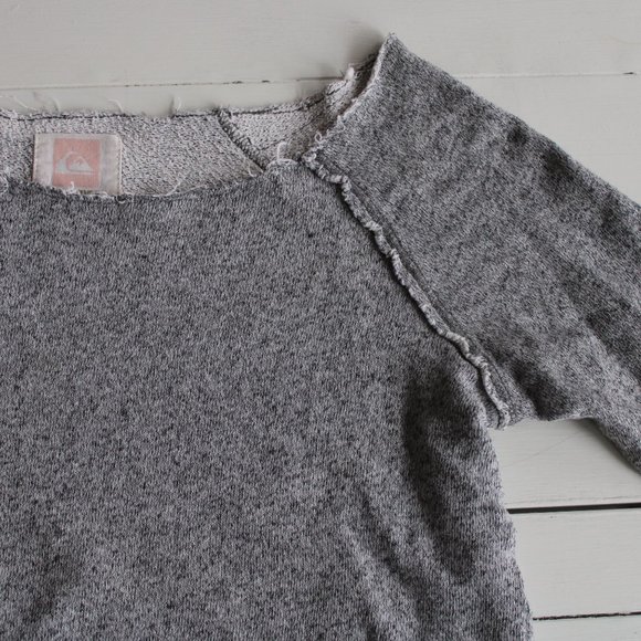 Quicksilver Heather Grey Distressed Beach Pullover Sweater - Picture 3 of 7